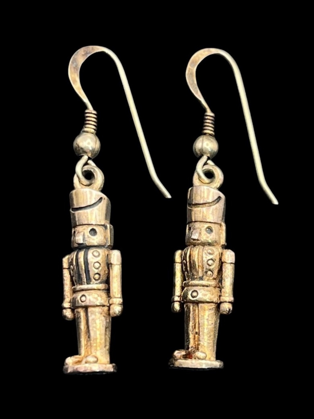 Nutcracker toy soldier sterling silver vintage dangle earrings Christmas